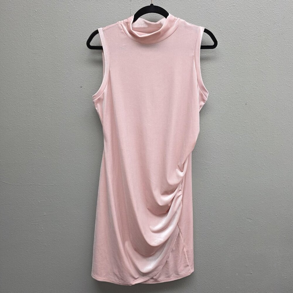 Lovesfire Dress Womens XL Pink Sleeveless Mock Neck Ruched Bodycon KFFDK9345